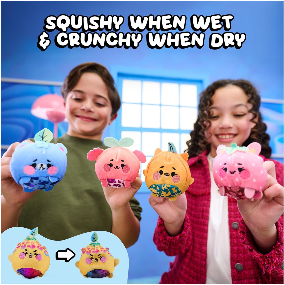 3-Inch Water-Activated Surprise Plush Toys 2-Pack - Food-Themed Sensory Collectibles