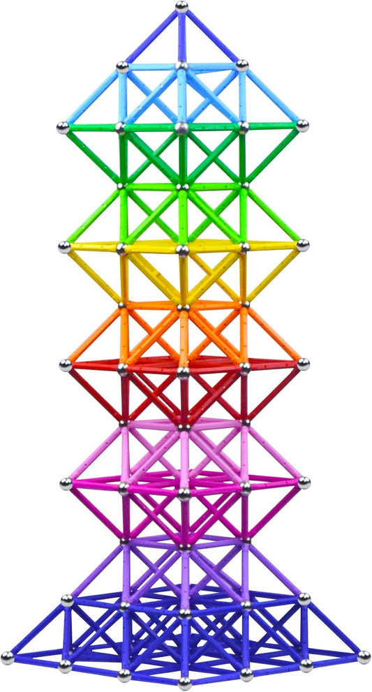 Veatree 160pcs Building Blocks Toys, 2.3" Magnetic Sticks and Non-Magnetic Balls Set, 3D STEM Game for Kids and Adults With Storage Bag