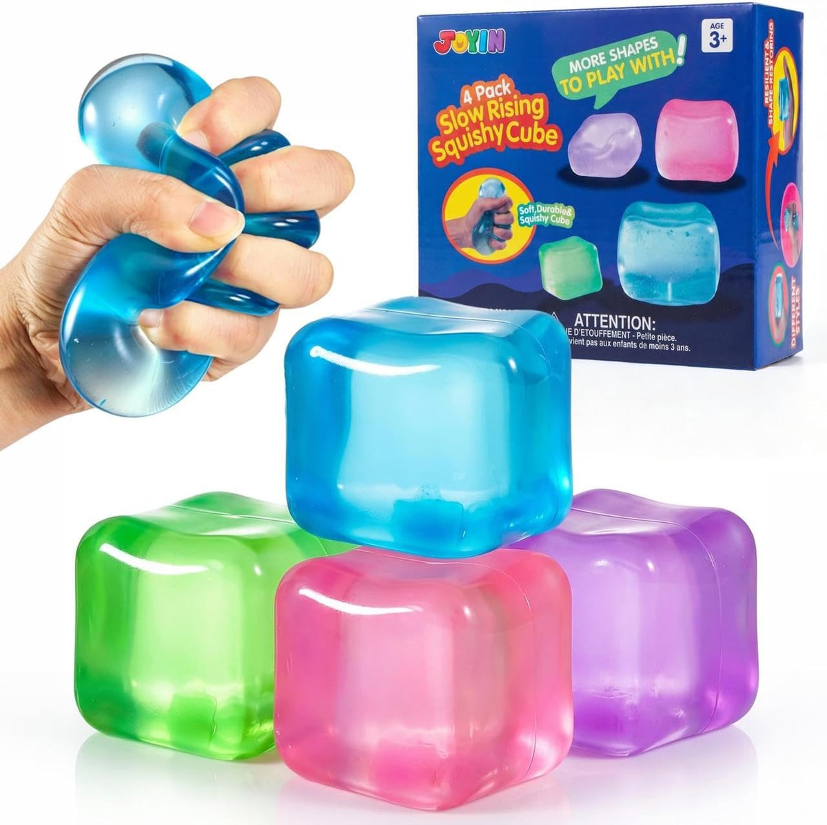 4 Pack Stress Cube Set - 2'' High Density Ice Cube Fidget Toys for Kids and Adults