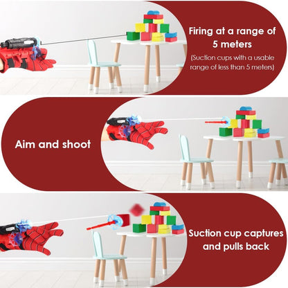 Spider Web Shooters with Glove for Kids Cosplay - Superhero Wrist Launcher Toy Set