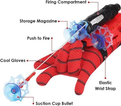 Spider Web Shooters with Glove for Kids Cosplay - Superhero Wrist Launcher Toy Set