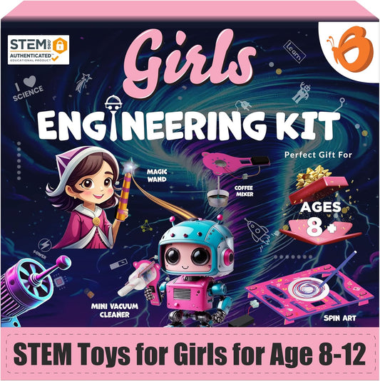 100+ STEM Projects Girls Mini Engineering Kit for Ages 8-15, DIY Science Experiments Educational Toys